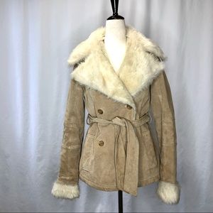 Wilsons Leather Tan Fur-Trimmed Jacket